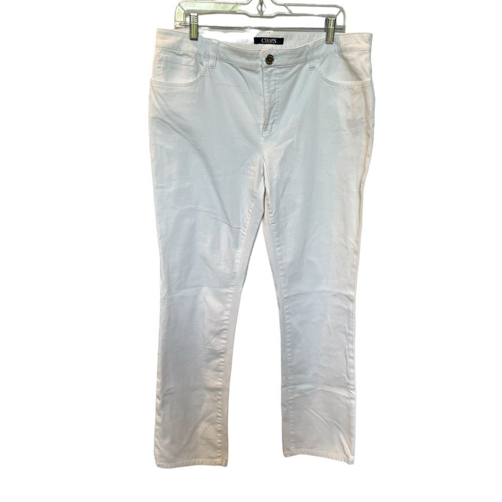 Chaps Women's Madden Straight White Pants 5 pocket Size 14 High Rise